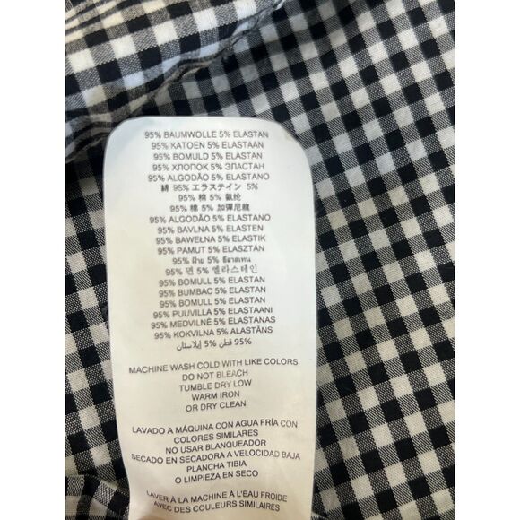 Michael Kors Black Gingham White Trim Button Down Short Sleeve Shirt - Large - Picture 3 of 5